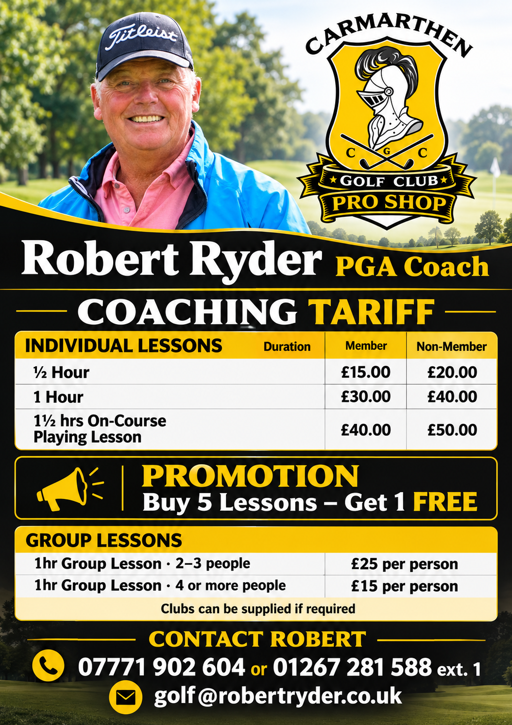 Rob's Coaching Tariff Poster